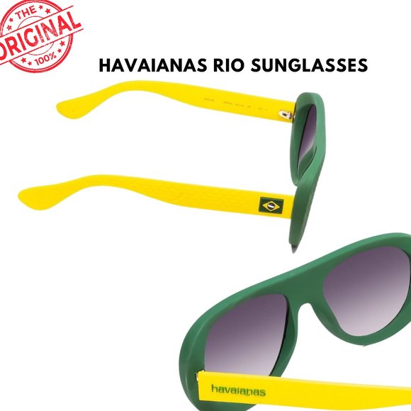 Havaianas RIO/M Retro Sunglasses in Matte Green Yellow 54 mm New - Picture 2 of 7